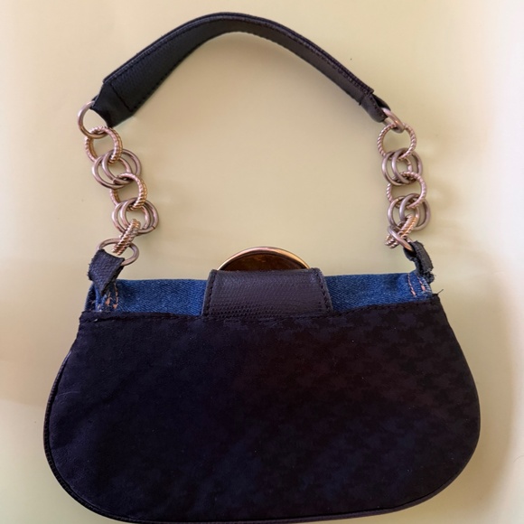 59593857-1_2.jpg Vintage Dolce & Gabbana Denim & Houndstooth Chain Shoulder Bag